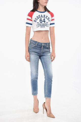 애시드 워시 효과 진 COOL GIRL 크롭 15cm