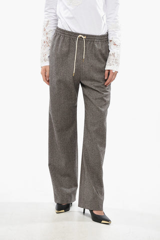 Pantaloni a Pied De Poule in Cashmere e Lana
