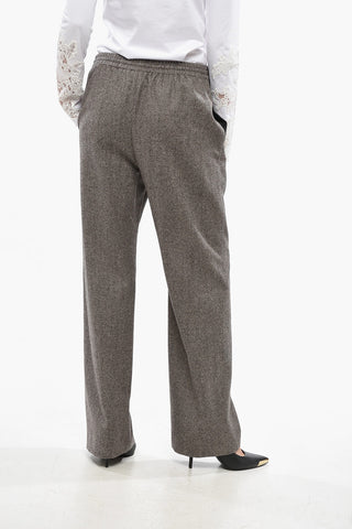 Pantaloni a Pied De Poule in Cashmere e Lana