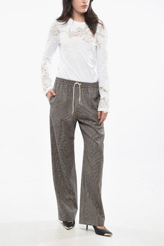 Pantaloni a Pied De Poule in Cashmere e Lana