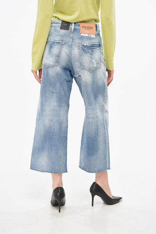 Distressed L.A. Wide Leg Jeans with Logo-Buttons 25cm
