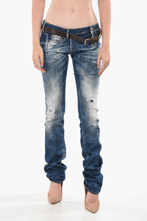 Low-Rise-Jeans SHARPEI mit Painting-Effekt und Gürtel 18cm
