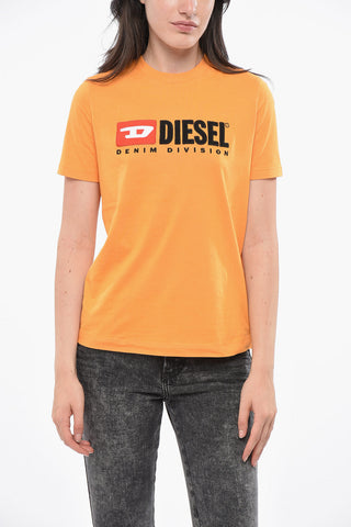 T-Shirt Girocollo T-REG-DIV in Tinta Unita con Logo in Rilievo