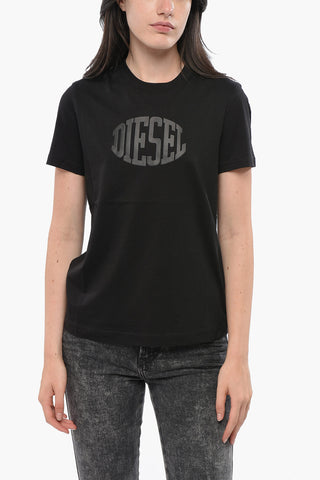 Cotton Crewneck T-Shirt with Embossed Logo
