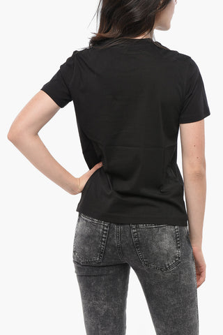 Cotton Crewneck T-Shirt with Embossed Logo