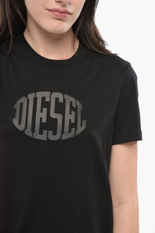 Cotton Crewneck T-Shirt with Embossed Logo