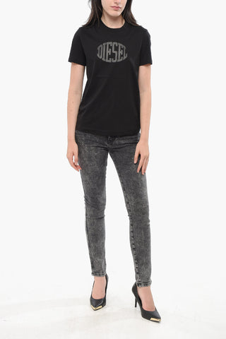Cotton Crewneck T-Shirt with Embossed Logo