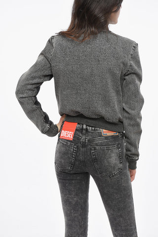RED TAG Bomber Cropped Fit EADER in Pelle con Dettagli in Jersey