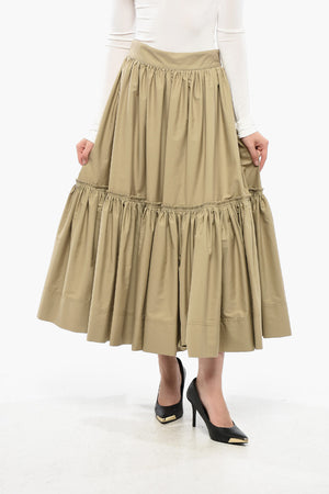 코튼 포플린 맥시 스커트 러플 디테일