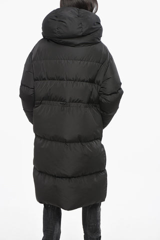 Long Down Jacket CLOUD105 with Hood and Adjustable Drawstrings