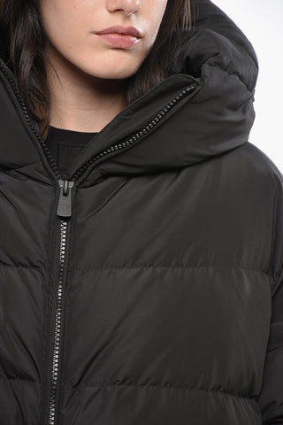 Long Down Jacket CLOUD105 with Hood and Adjustable Drawstrings