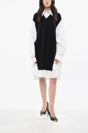 MM1 Oversize-Hemd aus zweilagigem zweifarbigem Stoff
