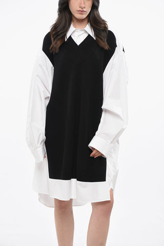 MM1 Oversize-Hemd aus zweilagigem zweifarbigem Stoff