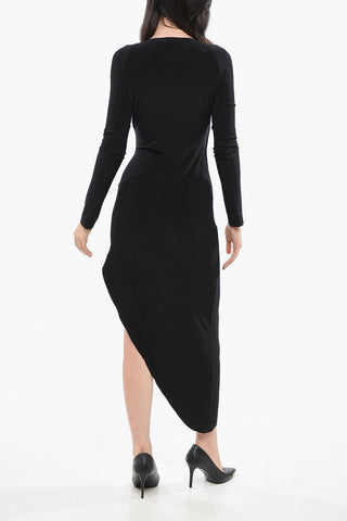 Maxi Dress Drappeggiato con Scollo a Cuore