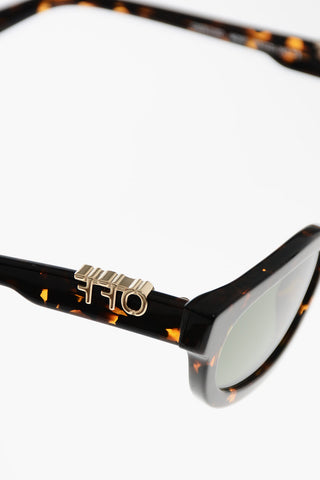 Occhiali da Sole Ovali SPARKS Tartarugati con Monogram Effetto Dorato