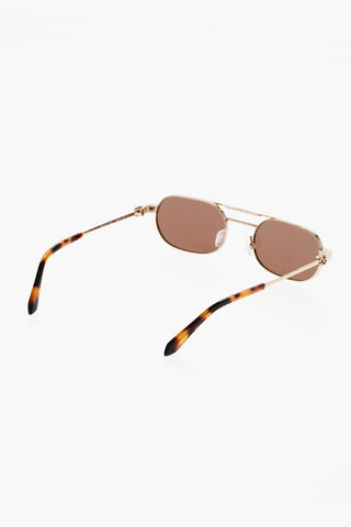 Golden-Effect VAIDEN Oval Sunglasses with Tortoiseshell Detail
