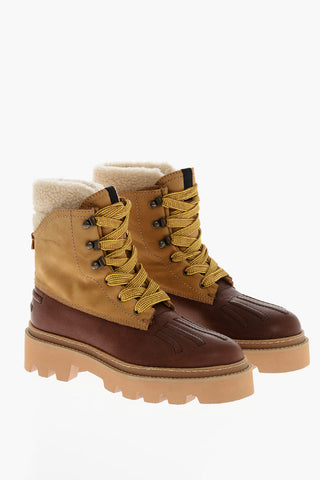 Leder-Stiefeletten URBAN HIKING mit Shearling-Futter