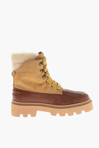 Leder-Stiefeletten URBAN HIKING mit Shearling-Futter