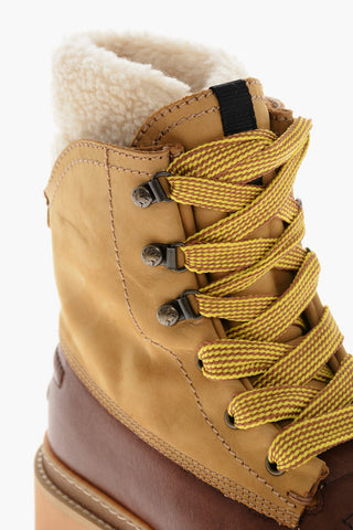 Leder-Stiefeletten URBAN HIKING mit Shearling-Futter