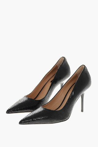 Python Printed Leather Pumps with Stiletto Heel 9cm