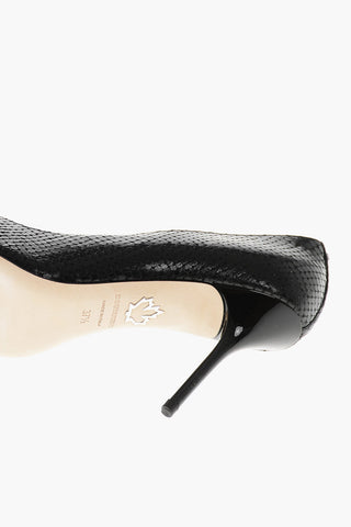 Python Printed Leather Pumps with Stiletto Heel 9cm