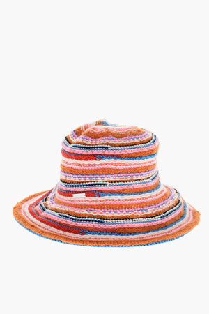 Knit Bucket Hat with Striped Pattern