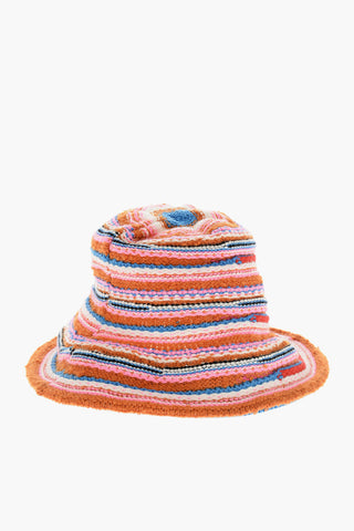 Knit Bucket Hat with Striped Pattern