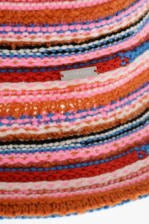 Knit Bucket Hat with Striped Pattern
