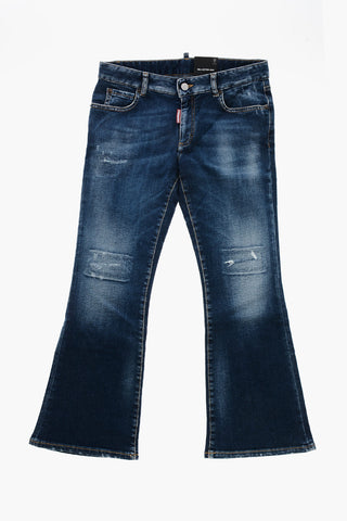 Jeans Bootcut in Denim Delavè con Ricami