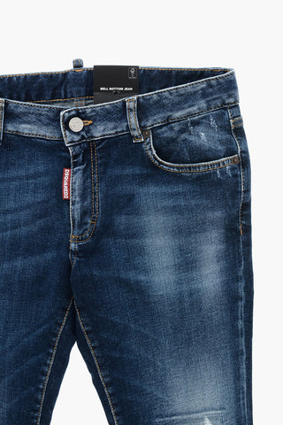 Jeans Bootcut in Denim Delavè con Ricami