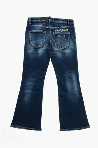 Jeans Bootcut in Denim Delavè con Ricami
