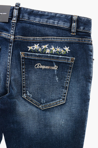 Jeans Bootcut in Denim Delavè con Ricami
