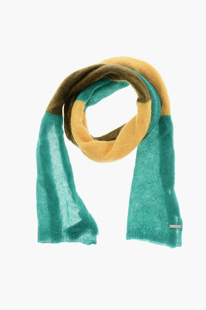 Mohair-Blend Scarf with Color Block Pattern
