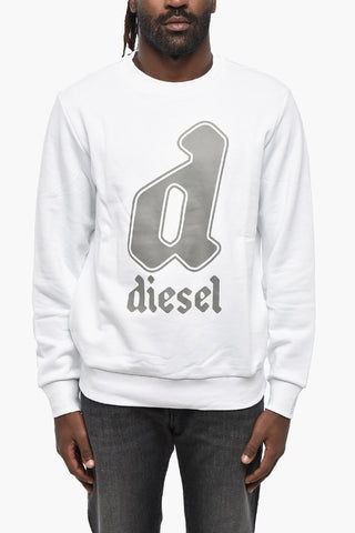 Rundhals-Sweatshirt aus angerauter Baumwolle mit Logodruck
