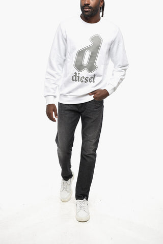 Rundhals-Sweatshirt aus angerauter Baumwolle mit Logodruck