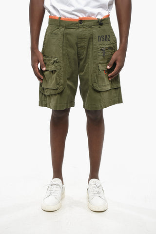Stretch Cotton Cargo Shorts with Contrast Trim
