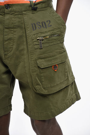 Stretch Cotton Cargo Shorts with Contrast Trim