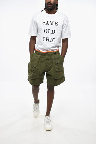 Stretch Cotton Cargo Shorts with Contrast Trim