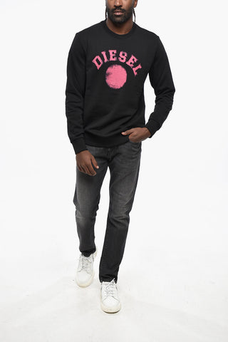 Sweatshirt Mit Rundhalsausschnitt Aus Gebürsteter Baumwolle Mit Logo-Print
