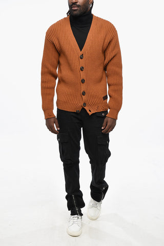 Cotton-Blend Cardigan with V-Neck