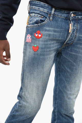 PAC-MAN 스트레이트 핏 진 SKATER 대비 패치 15cm