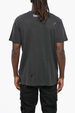 T-Shirt Girocollo BOY BITCH Effetto Distressed