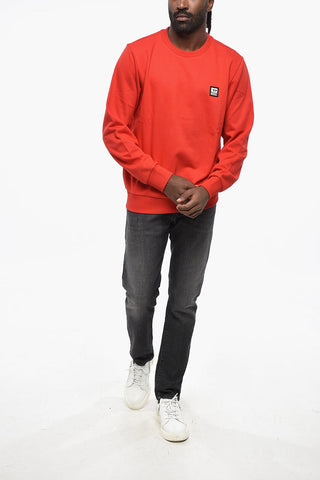 Rundhals-Sweatshirt GIRK aus aufgerauter Baumwolle mit Logo-Patch
