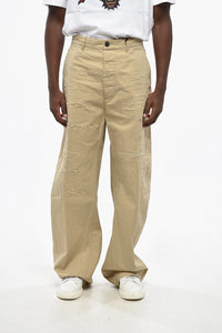 Distressed-Effect Wide-Leg Trousers