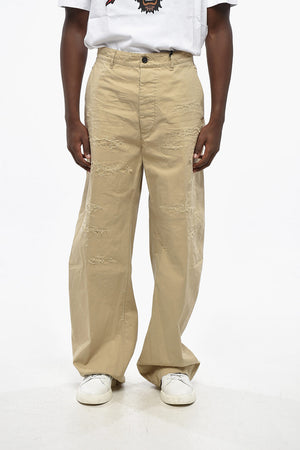 Distressed-Effect Wide-Leg Trousers