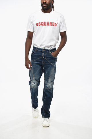 Jeans 642 Vintage-Effekt mit dekorativen Sternen und Patch aus metallisiertem Leder 20cm