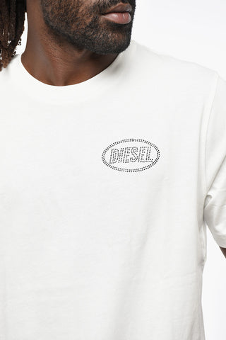 Solid Color Crewneck T-Shirt T-JUST-CX1 with Rhinestone Logo