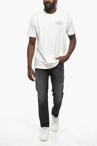 Solid Color Crewneck T-Shirt T-JUST-CX1 with Rhinestone Logo