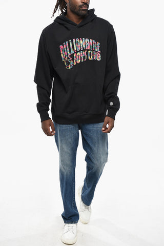 Brushed Cotton Hoodie with Printed Logo