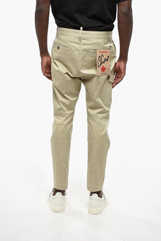 Stretch Cotton Cargo Pants with Silver-Tone Logo